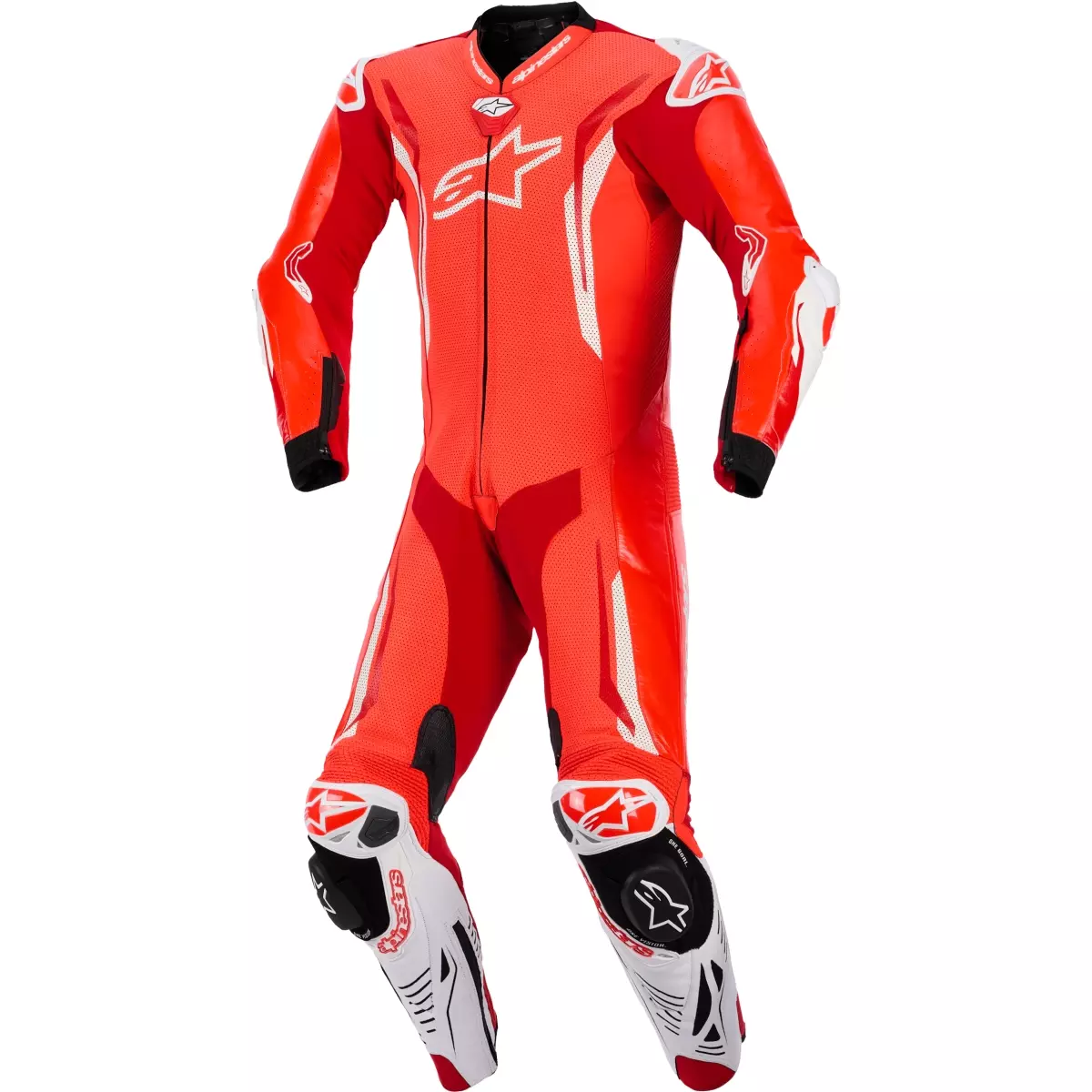 Combinaison 1 Pièce Alpinestars GP Tech V5 Rouge Fluo Rouge Blanc