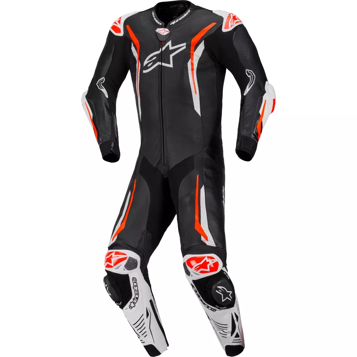 Combinaison 1 Pièce Alpinestars GP Tech V5 Noir Blanc Rouge Fluo