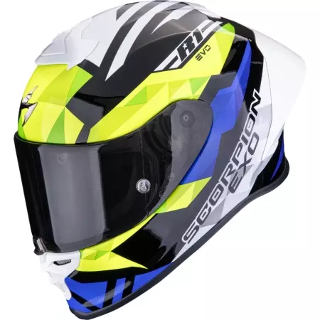 Casque Scorpion Exo-R1 Evo II Air Valere Noir Bleu Jaune Fluo
