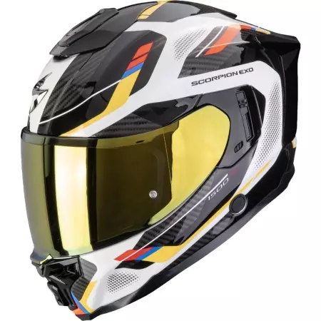 Casque Scorpion Exo-1500 Air Sleek Blanc Bleu Jaune
