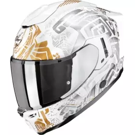 Casque Scorpion Exo-1500 Air Apus Blanc Gris Or