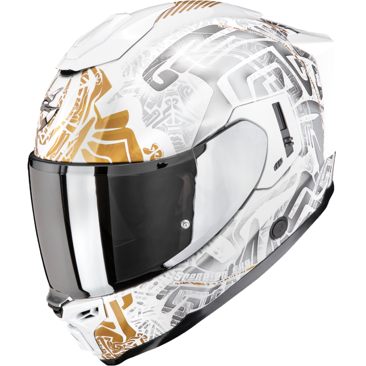 Casque Scorpion Exo-1500 Air Apus Blanc Gris Or