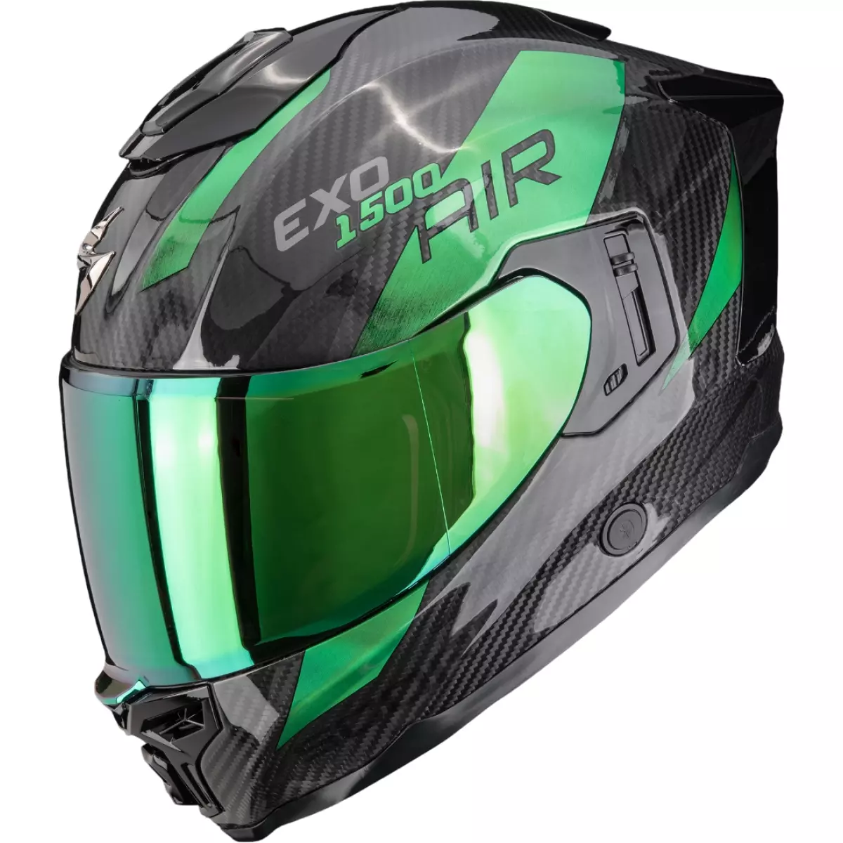 Casque Scorpion Exo-1500 Carbon Air Platted Noir Vert Brillant