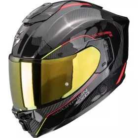Casque Scorpion Exo-1500 Carbon Air Mundi Noir Rouge Jaune Brillant