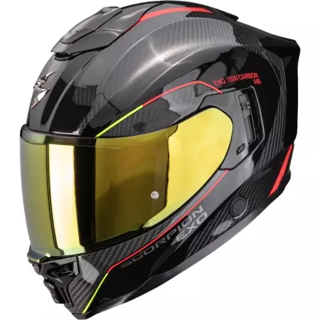 Casque Scorpion Exo-1500 Carbon Air Mundi Noir Rouge Jaune