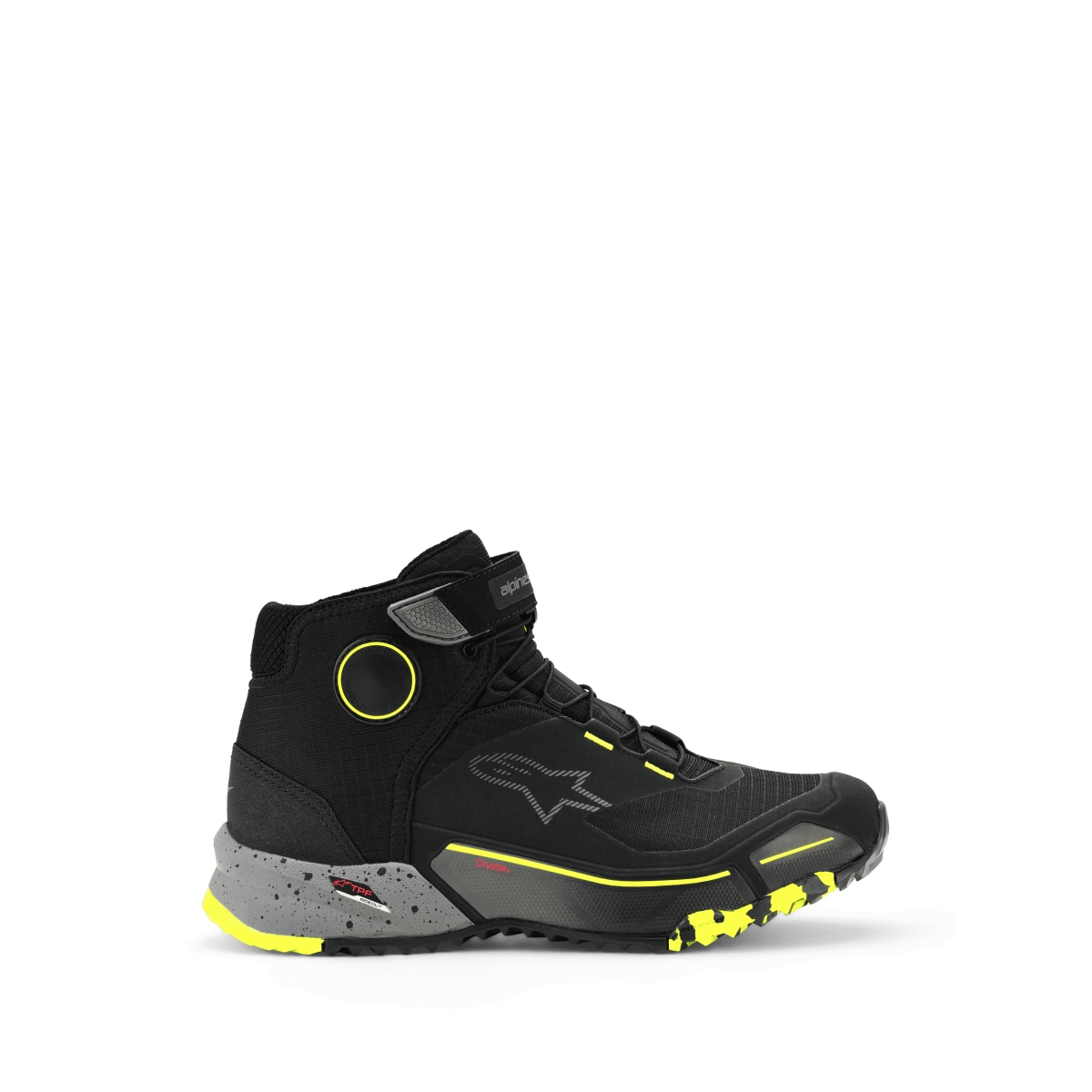 Baskets Alpinestars CR-X Drystar Riding Noir Gris Foncé Jaune Fluo