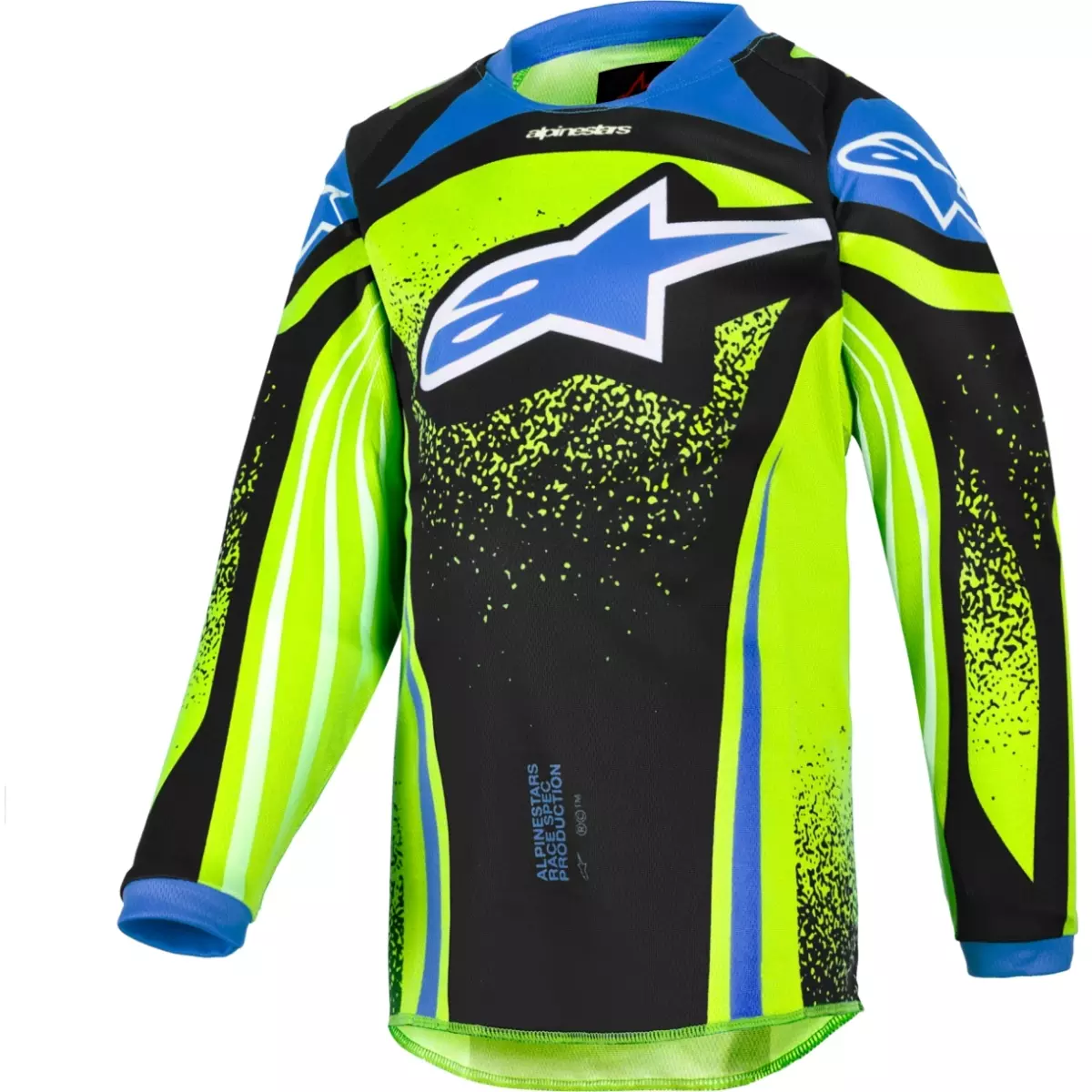 Maillot Cross Enfant Alpinestars Racer Nomur Bleu Foncé Jaune Fluo