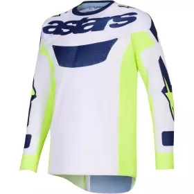 Maillot Cross Alpinestars Racer Air Riway Gris Clair Jaune Fluo Bleu