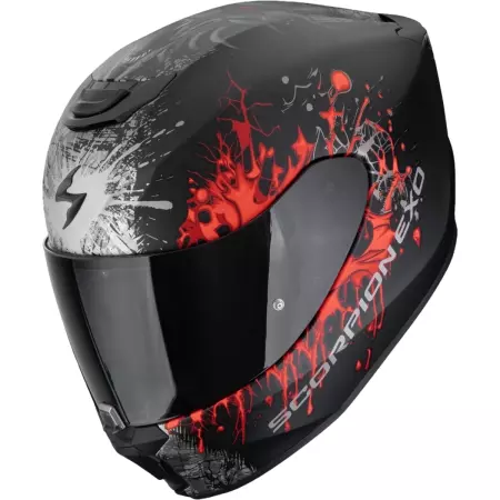 Casque Scorpion Exo-391 Wolf Noir Argent Rouge Mat
