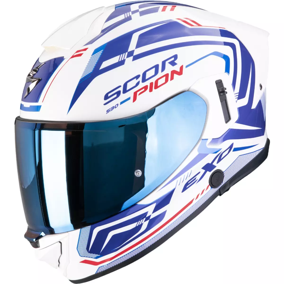 Casque Scorpion Exo-530 Air Slope Blanc Bleu Rouge