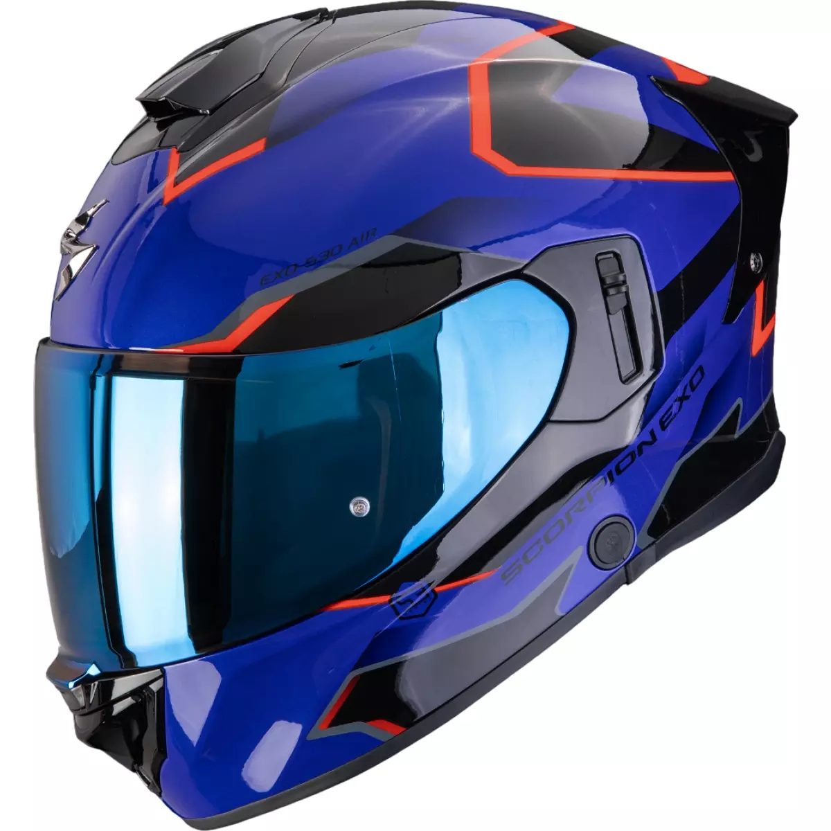 Casque Scorpion Exo-530 Air Clip Bleu Noir Rouge Brillant