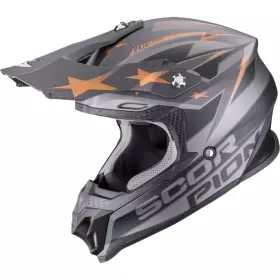 Casque Cross Scorpion VX-16 Evo Air Patriot Argent Noir Cuivre