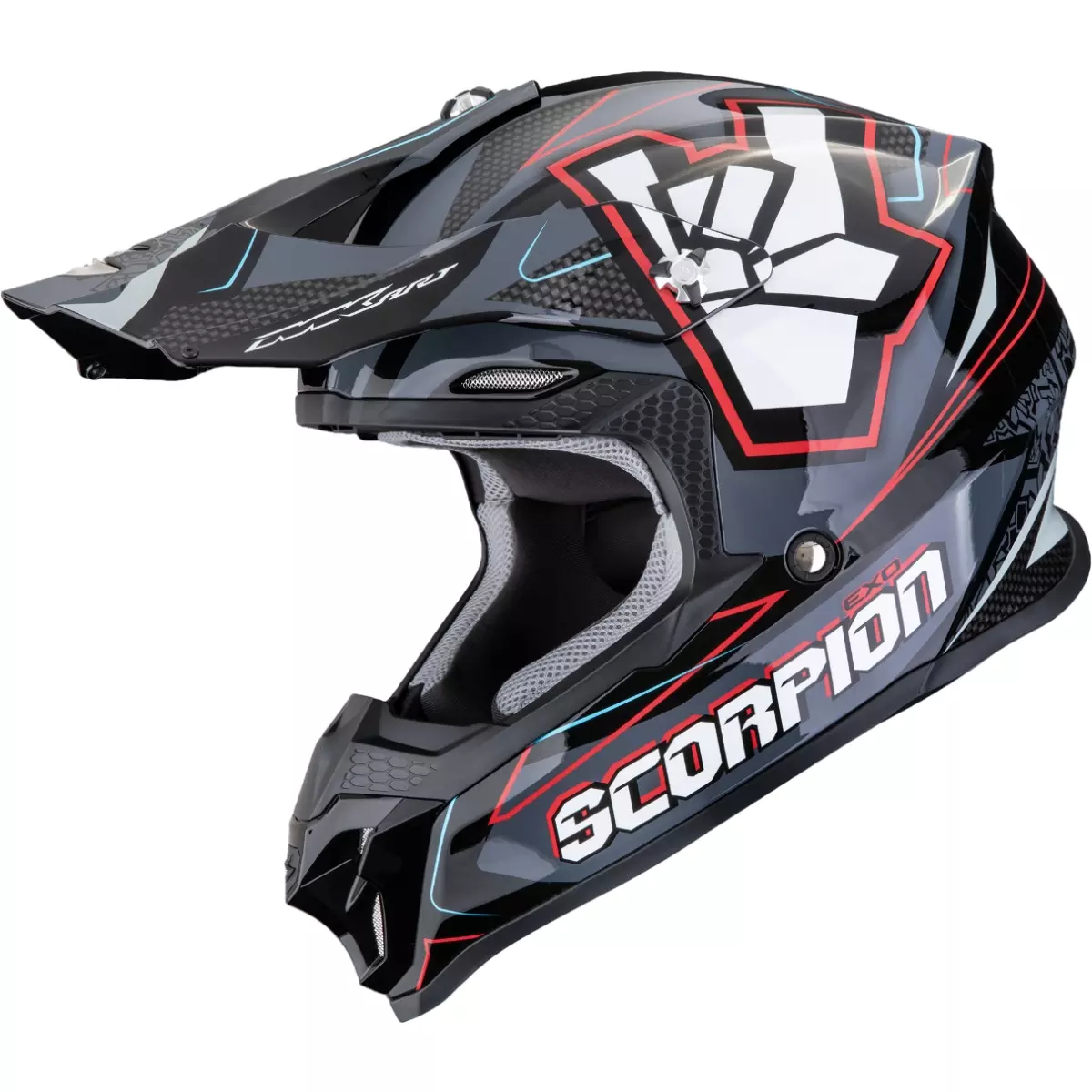 Casque Cross Scorpion VX-16 Evo Air Rok Noir Gris Rouge