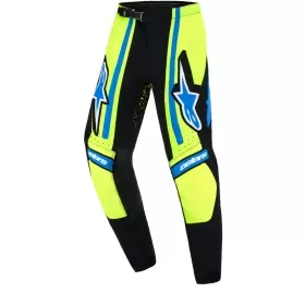 Pantalon Cross Enfant Alpinestars Supertech Nomur Bleu Foncé Jaune Fluo