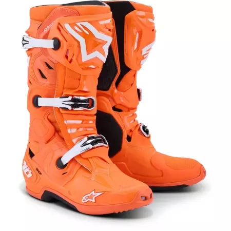 Bottes Cross Alpinestars Tech 10 Supervented Orange Fluo Noir Blanc
