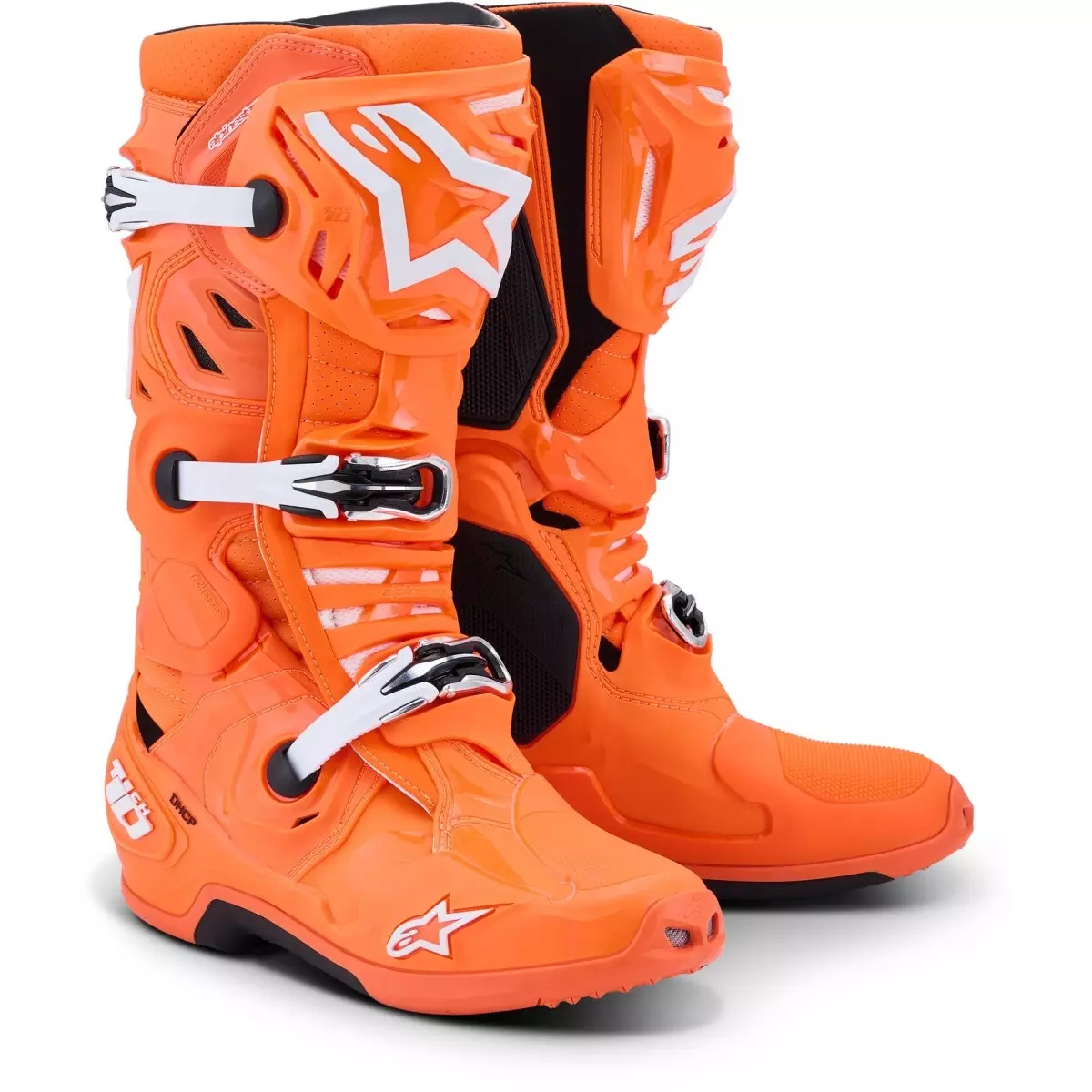 Bottes Cross Alpinestars Tech 10 Supervented Orange Fluo Noir Blanc