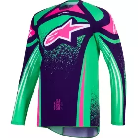 Maillot Cross Alpinestars Techstar Nomur Violet Vert Rose Fluo