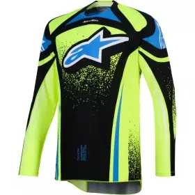 Maillot Cross Alpinestars Techstar Nomur Bleu Foncé Jaune Fluo
