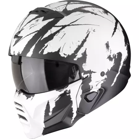 Casque Scorpion Exo-Combat II Marauder Noir Blanc Mat - Casque Transformable SCORPION