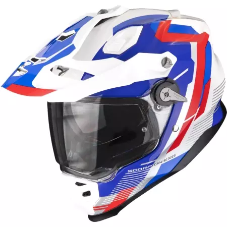 Casque Scorpion ADF-9000 Air Patrol Blanc Bleu Rouge