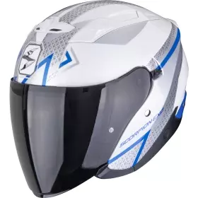 Casque Scorpion Exo-230 Loop Blanc Bleu Brillant