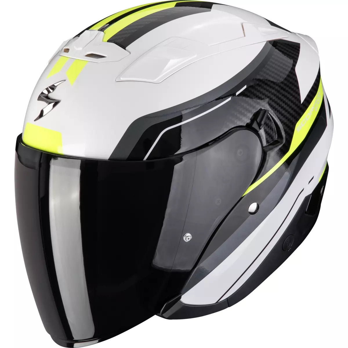 Casque Scorpion Exo-230 Hipe Blanc Noir Jaune Brillant
