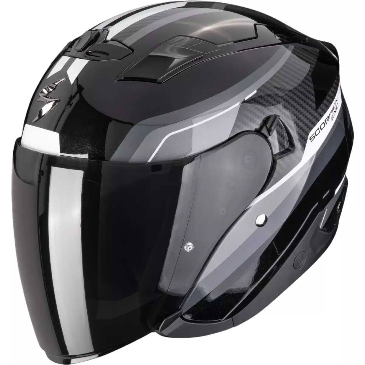 Casque Scorpion Exo-230 Hipe Noir Argent Brillant