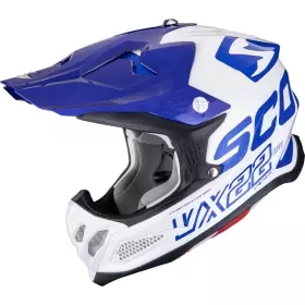 Casque Cross Scorpion VX-22 Air Updown Blanc Bleu Brillant