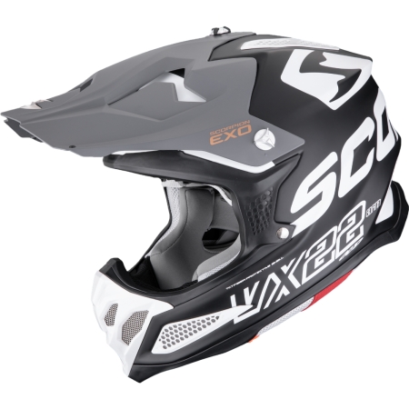 Casque Cross Scorpion VX-22 Air Updown Noir Blanc Gris Mat
