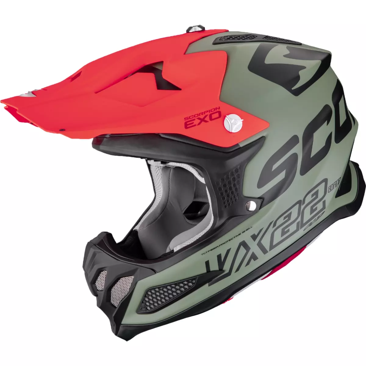 Casque Cross Scorpion VX-22 Air Updown Vert Noir Rouge Mat