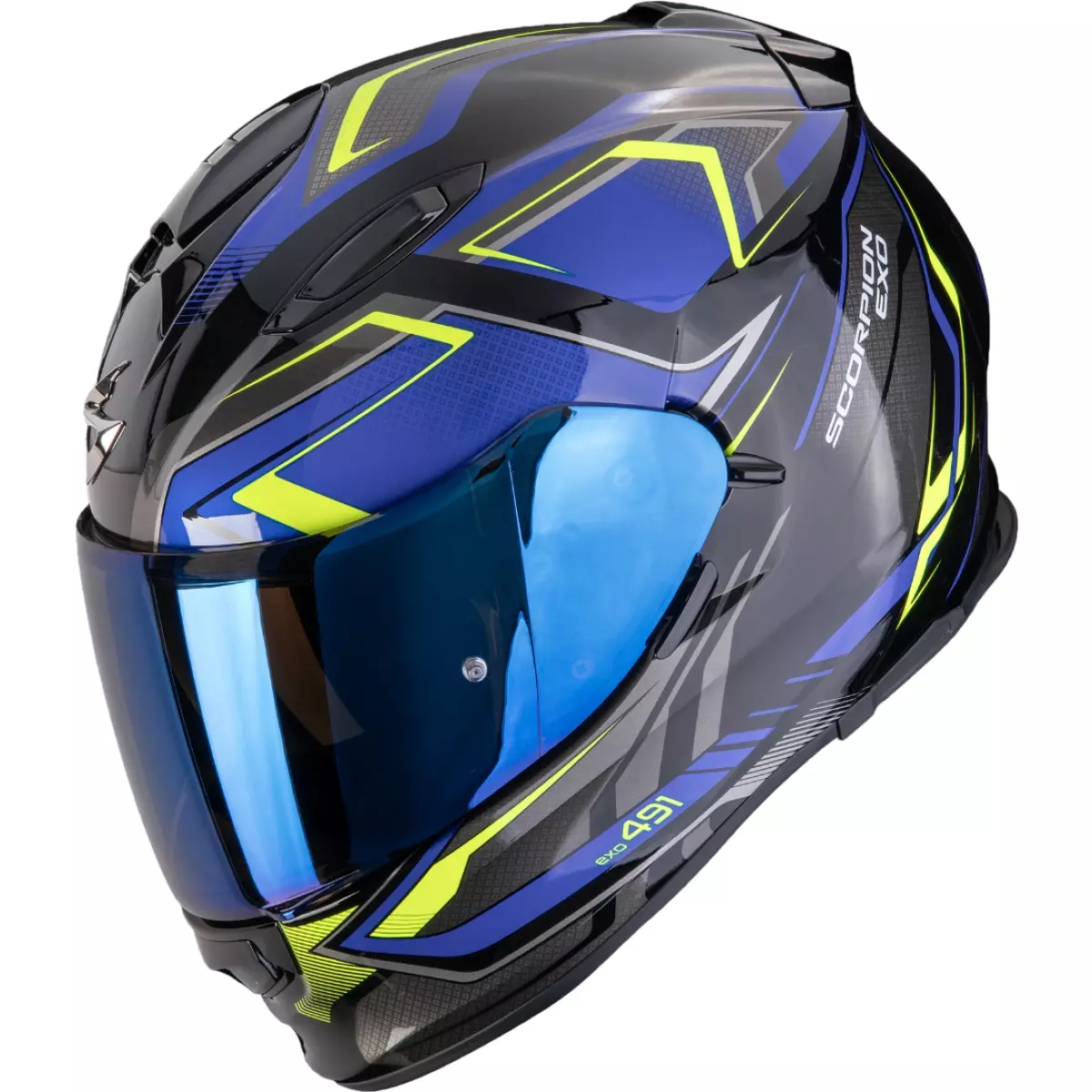 Casque Scorpion Exo-491 Zumo Noir Bleu Jaune Fluo
