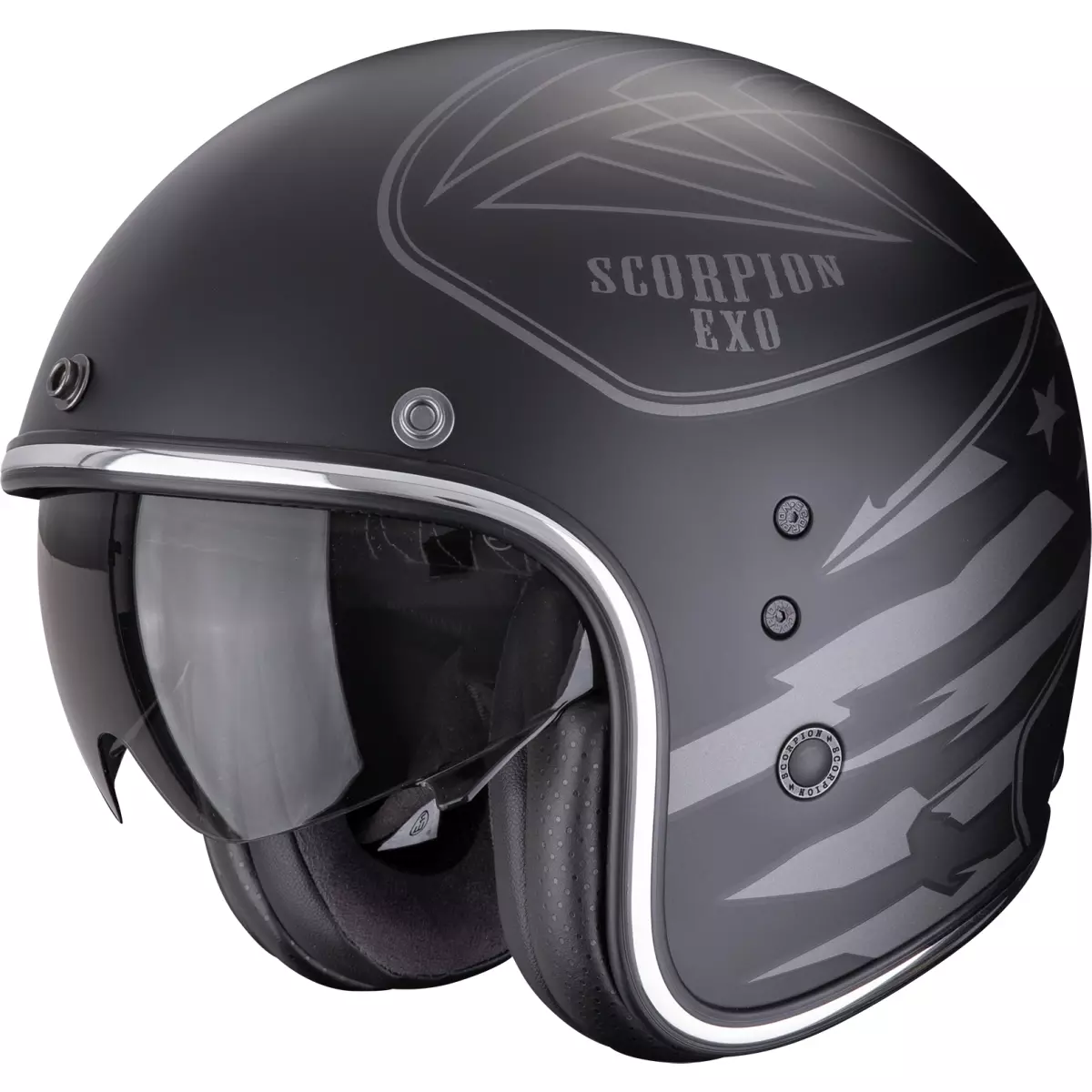 Casque Scorpion Belfast Evo Dawg Noir Argent Mat