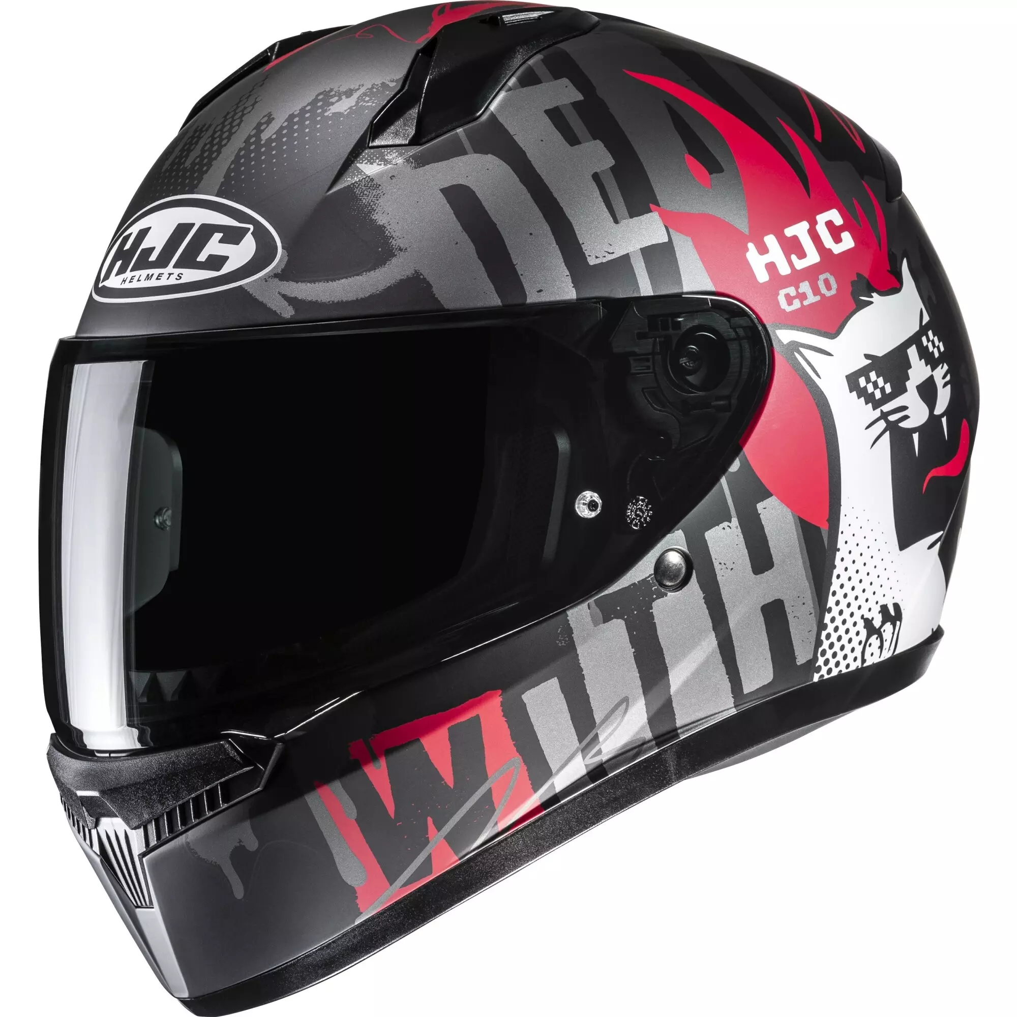 Casque HJC C10 Fop MC1SF Gris Noir Rouge