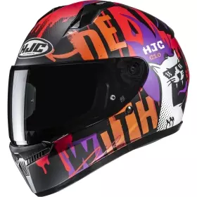 Casque HJC C10 Fop MC7SF Violet Orange Noir Mat