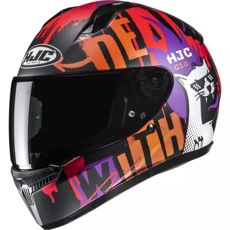 Casque HJC C10 Fop MC7SF Violet Orange Noir Mat
