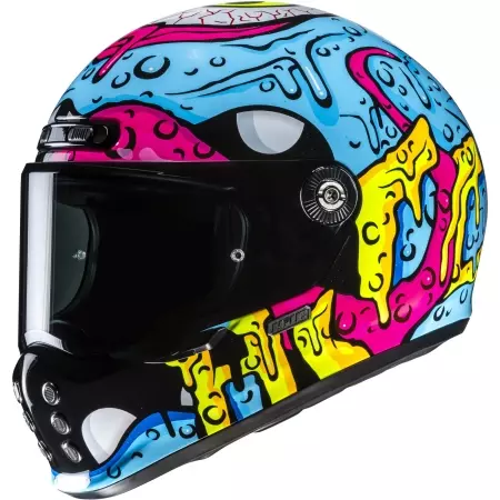 Casque HJC V10 Squeeze MC28 Bleu Rose Jaune