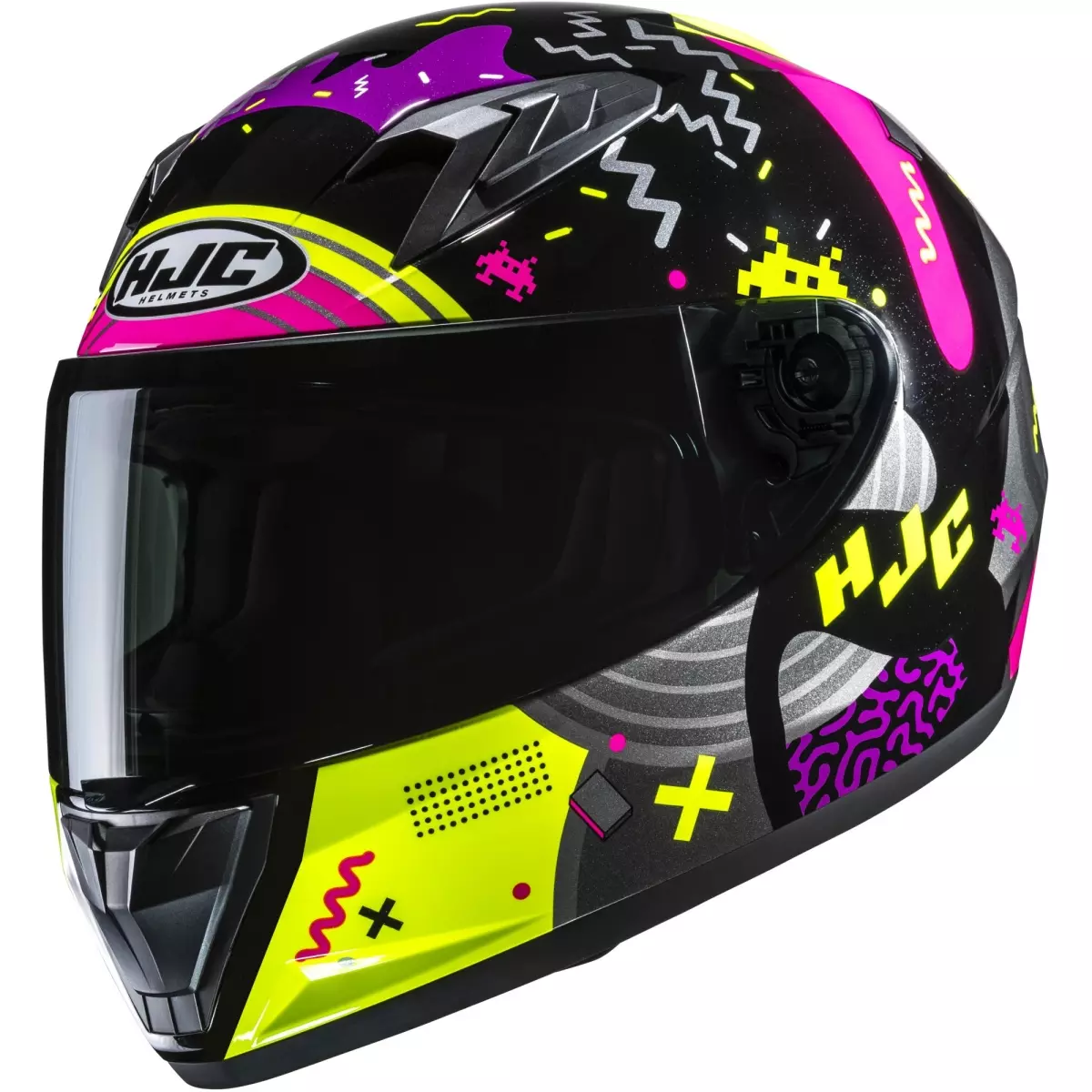 Casque HJC Y10 Mika MC3H Noir Rose Jaune Brillant