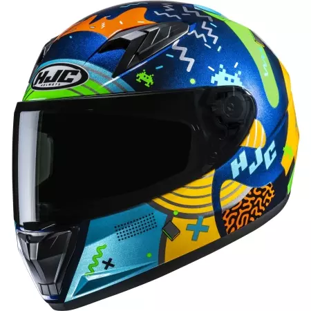 Casque HJC Y10 Mika MC23 Bleu Vert Jaune