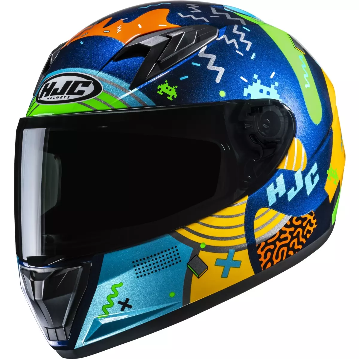 Casque HJC Y10 Mika MC23 Bleu Vert Jaune