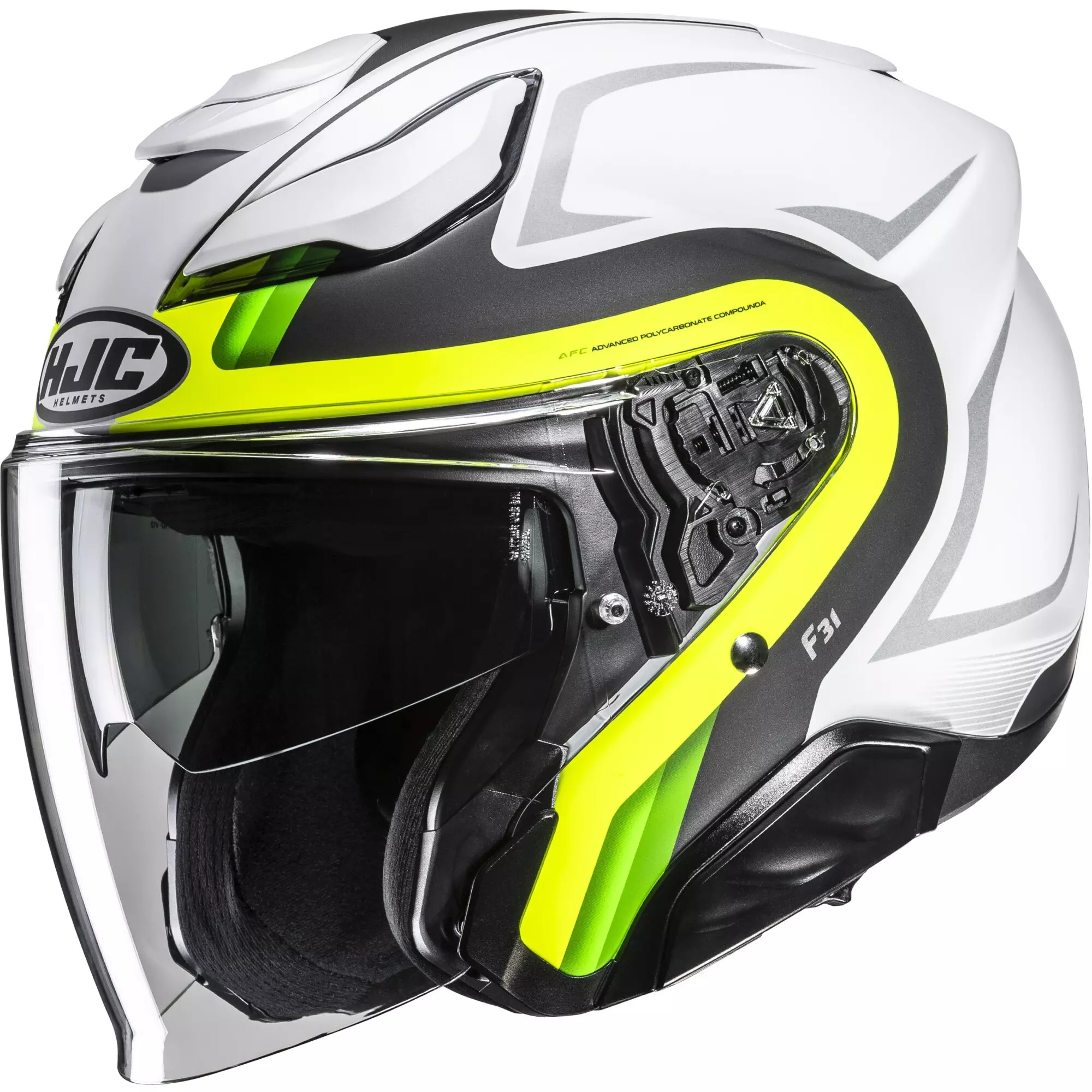Casque HJC F31 Bask MC3HSF Blanc Noir Jaune Mat