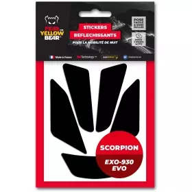 Stickers Réfléchissants Casque Fear The Yellow Bear Scorpion EXO-930 Evo Noir