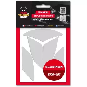 Stickers Réfléchissants Casque Fear The Yellow Bear Scorpion EXO-491 Blanc