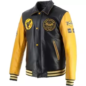 Blouson Helstons Von Dutch Brooklyn Wash Noir Jaune
