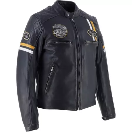 Blouson Helstons Von Dutch Race Now Wash Noir Blanc Jaune