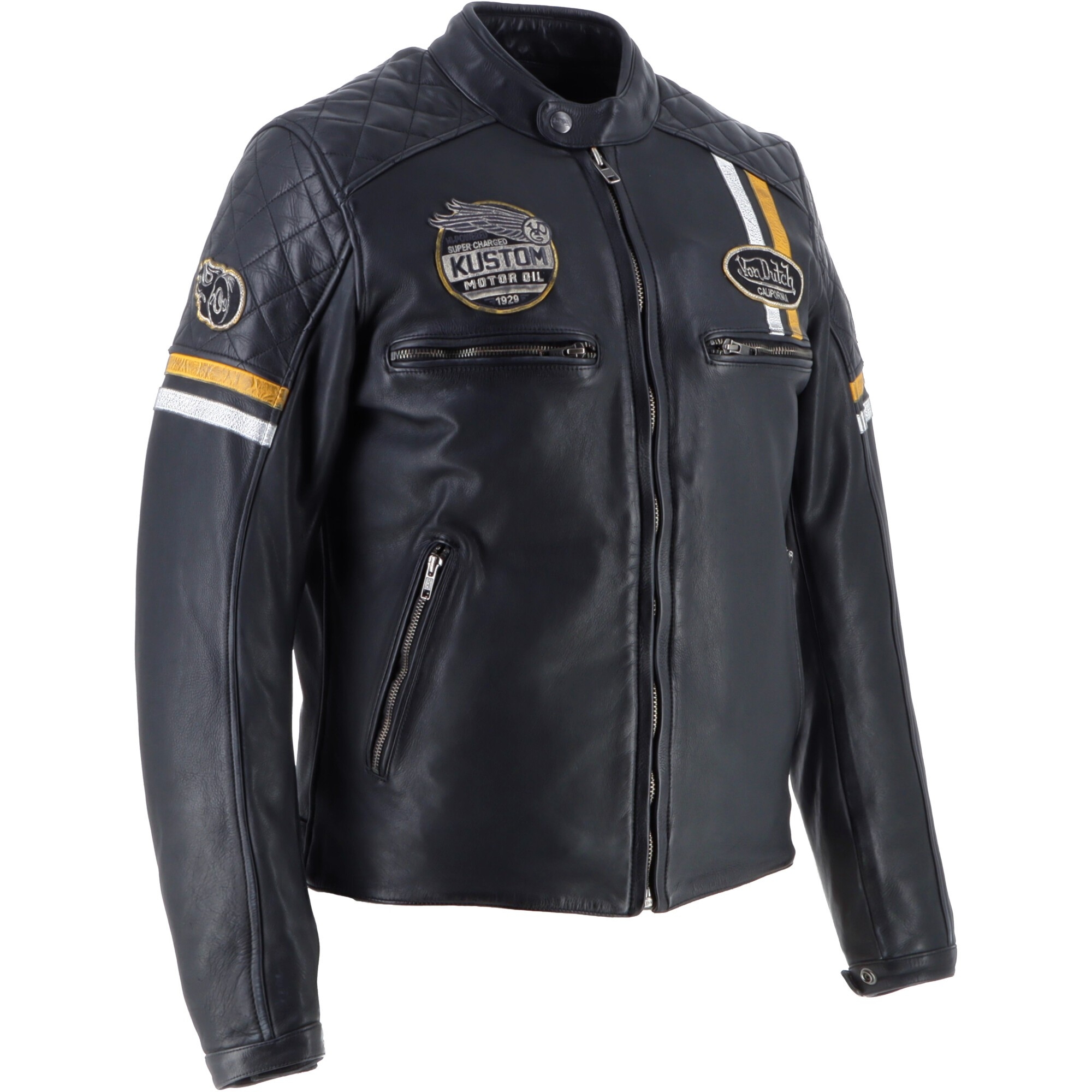 Blouson Helstons Von Dutch Race Now Wash Noir Blanc Jaune