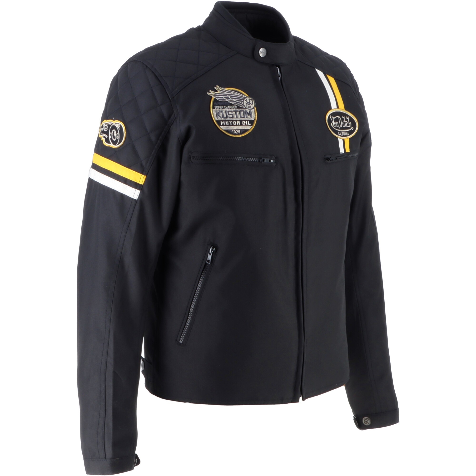 Blouson Helstons Von Dutch Race Now Noir Blanc Jaune