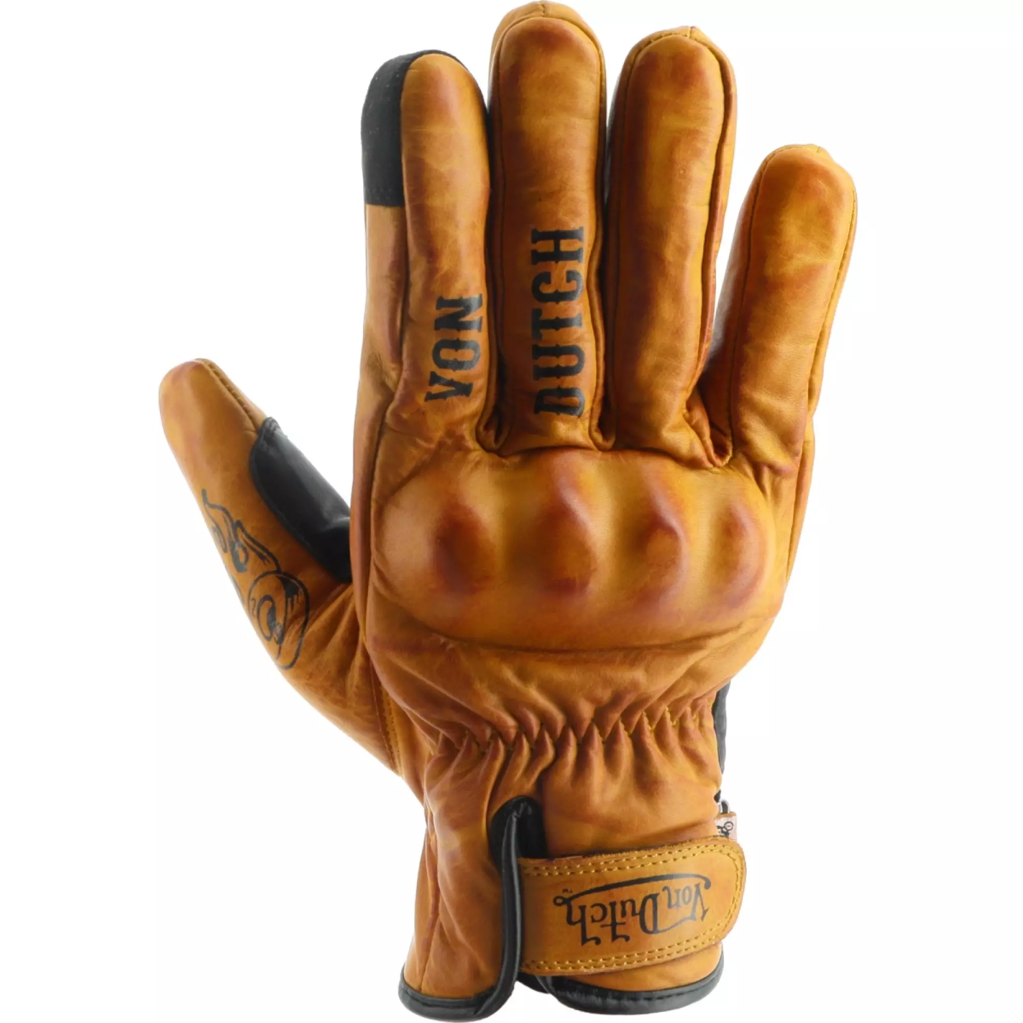 Gants Helstons Von Dutch Flash Or Noir