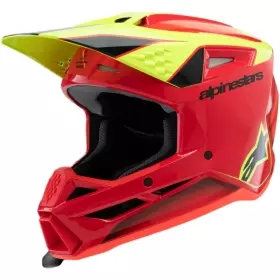 Casque Cross Alpinestars S-M3 Fray Rouge Jaune Fluo Noir