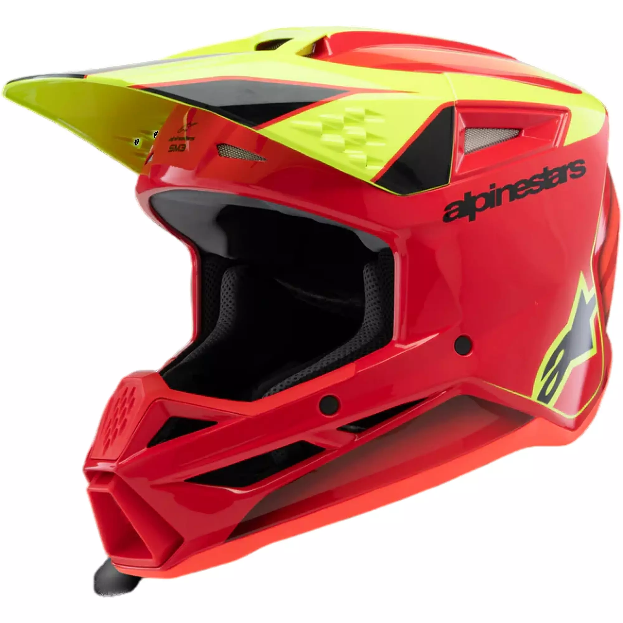Casque Cross Alpinestars S-M3 Fray Rouge Jaune Fluo Noir