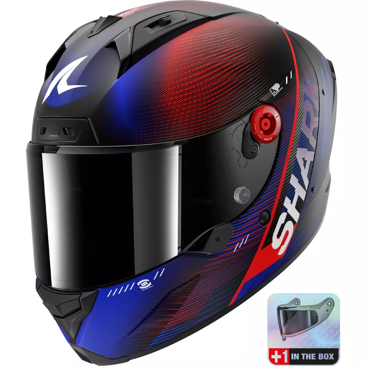 Casque Shark Aeron Speed-Tech Carbon Bleu Rouge Mat